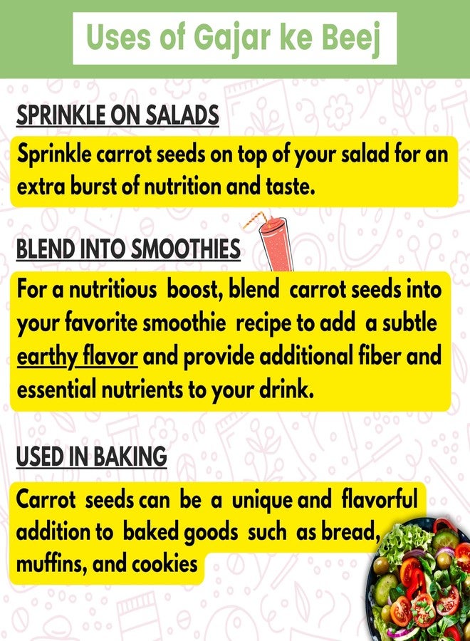 IndianJadiBooti Edible Carrot Seeds | For Good Skin Health & Immunity Benefits - Gajar ke Beej for Eating- Daucus carota | 250 Grams - Image 5